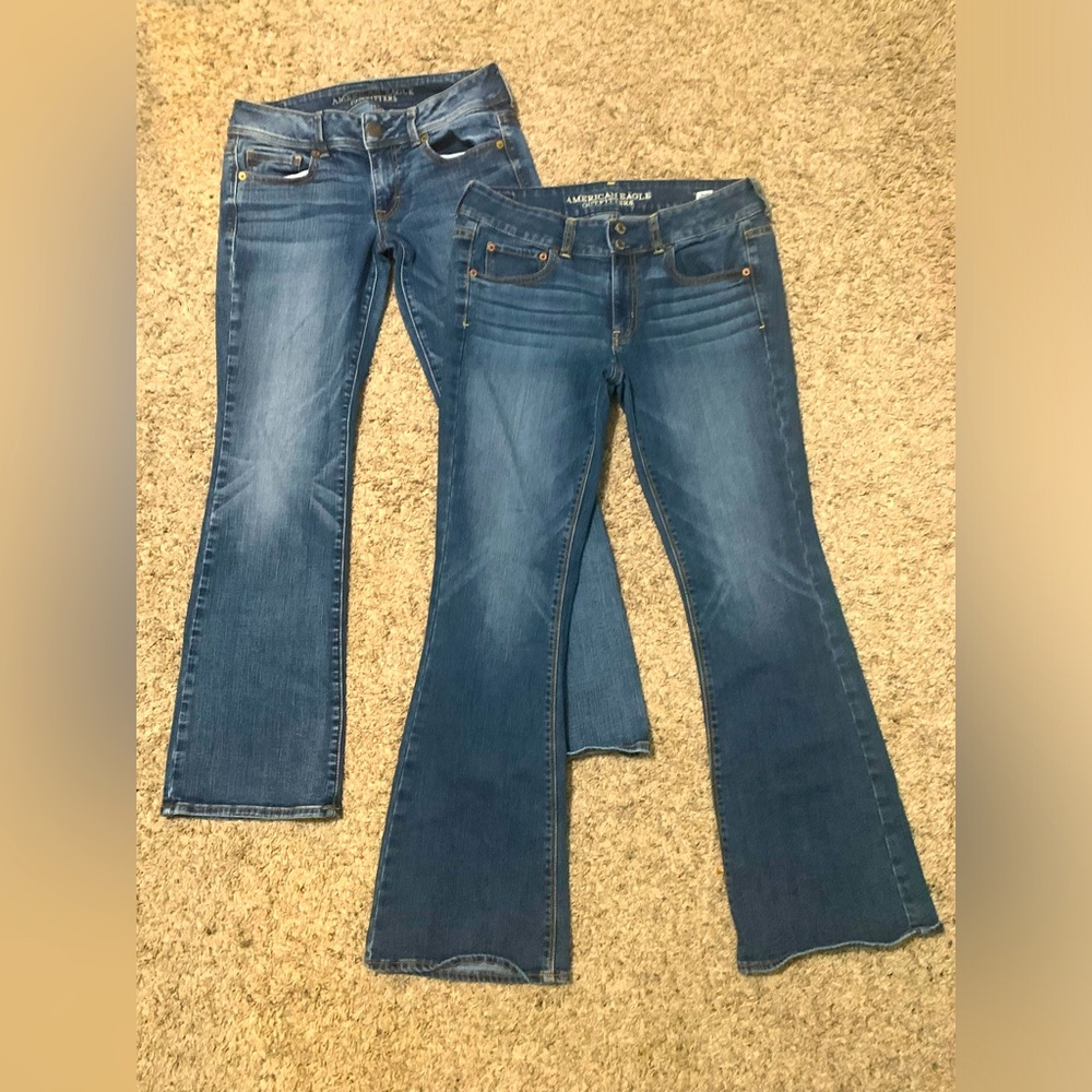 two pairs of vintage american eagle jeans